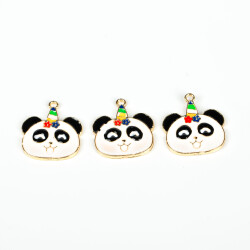 1 Adet - 24 Mm Mineli Panda Takı Aparatı, Altın Kaplama, 1. Kalite Kararmaz - 1