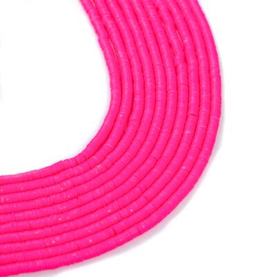 1 Dizi (40 Cm) - 6 Mm Fimo Boncuk, Fosfor Pembe Renk Polimer Kil Fimo Boncuk Dizisi, Hamur Boncuk - 1