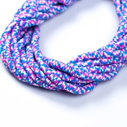 1 Dizi (40 Cm) - 6 Mm Fimo Boncuk, Mavi-Pembe-Beyaz Tonları Renk Polimer Kil Fimo Boncuk Dizisi, Hamur Boncuk - 2