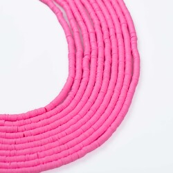 1 Dizi (40 Cm) - 6 Mm Fimo Boncuk, Pembe Renk Polimer Kil Fimo Boncuk Dizisi, Hamur Boncuk - 1