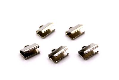 10 Adet - 6x10 mm Dişli Bağlantı Aparatı, Timsah Kapama, Kulplu Dişli Sıkıştırma, Kolye ve Bileklik Kapama, Nikel Kaplama - 2