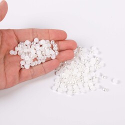 25 Gram - 6 mm Yuvarlak Yarım İnci Boncuk, Beyaz Renk Yarım İnci Plastik Boncuk,1. Kalite ( 25 Gram - 400-420 Adet ) - 1